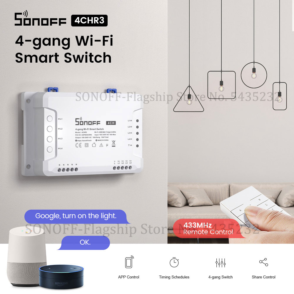 Itead SONOFF 4CH R3 Wifi Wirel - Relay Module 4 Channel ulasan dan harga