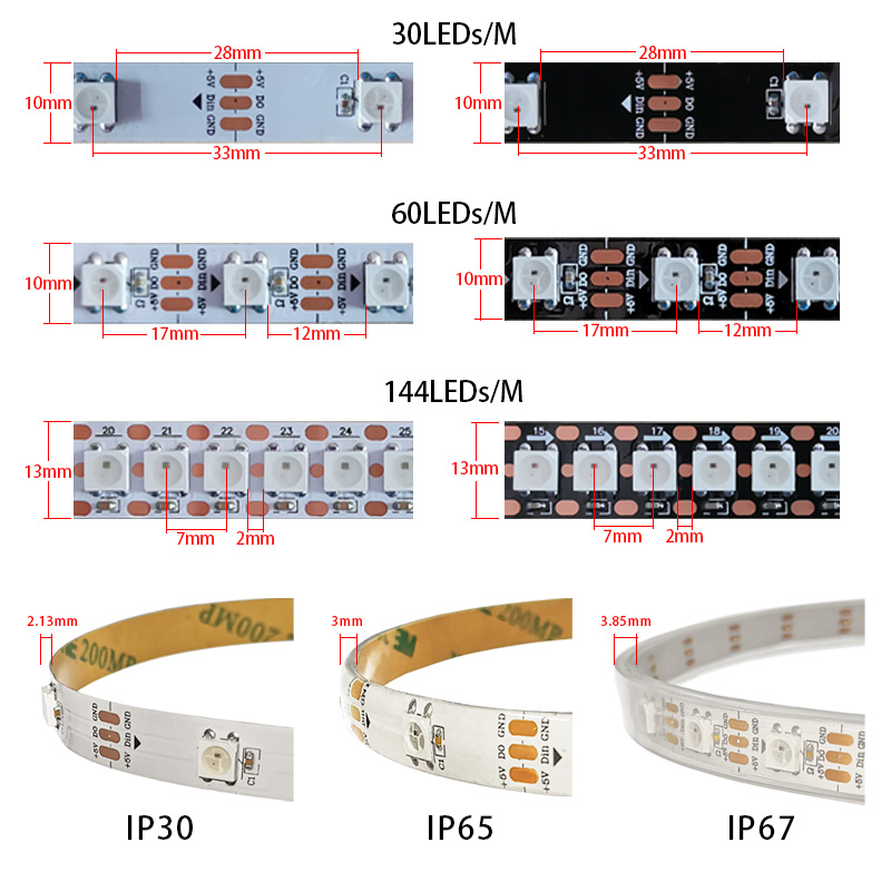 1m/5m WS2812B 30/60/144 leds/m - Ws2812B Strip 5V ulasan dan harga
